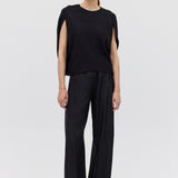 BLACK SILK RAY PANT