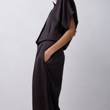 CHOCOLATE SATIN SUITING MUTUAL JACKET