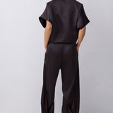 CHOCOLATE SATIN SUITING MUTUAL JACKET