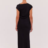 BLACK SATIN CREPE EVA DRESS