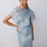 BLUE LIQUID ORGANZA DECODE DRESS