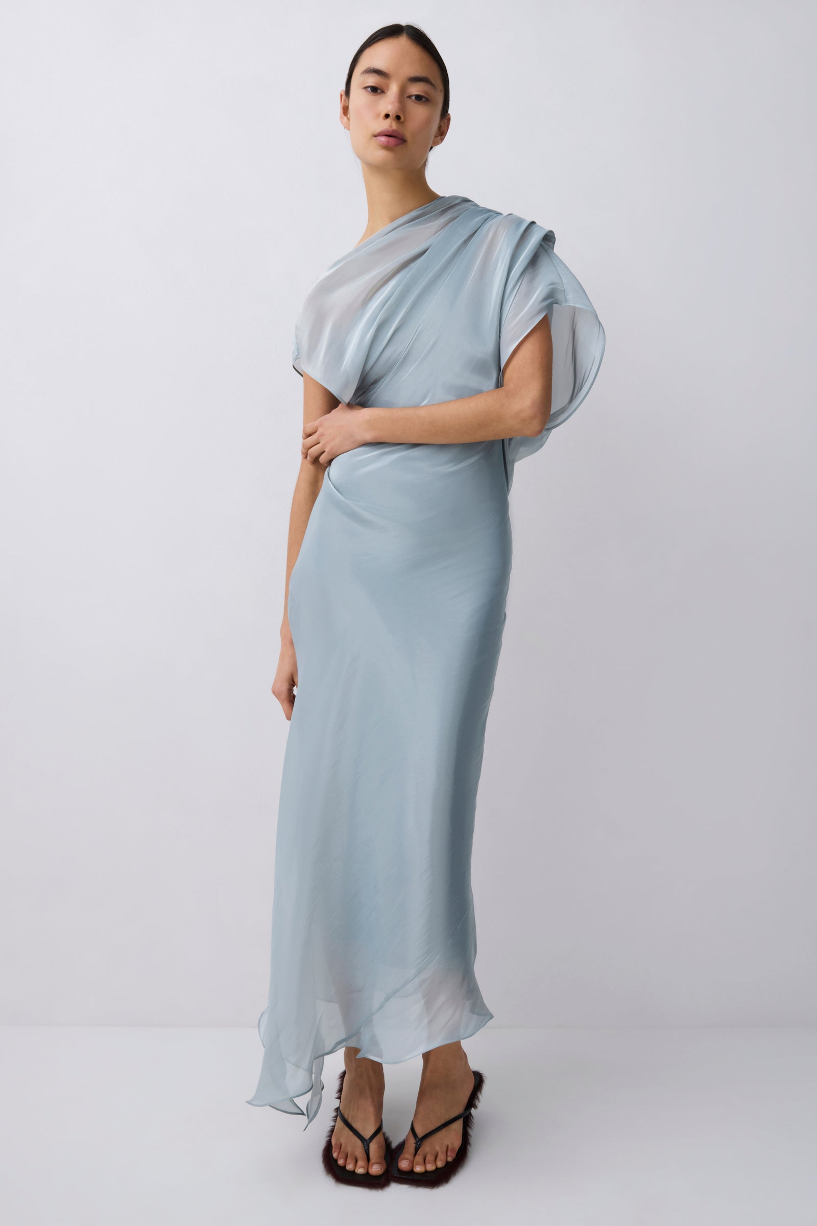 BLUE LIQUID ORGANZA DECODE DRESS