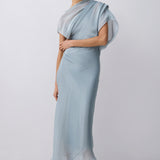 BLUE LIQUID ORGANZA DECODE DRESS