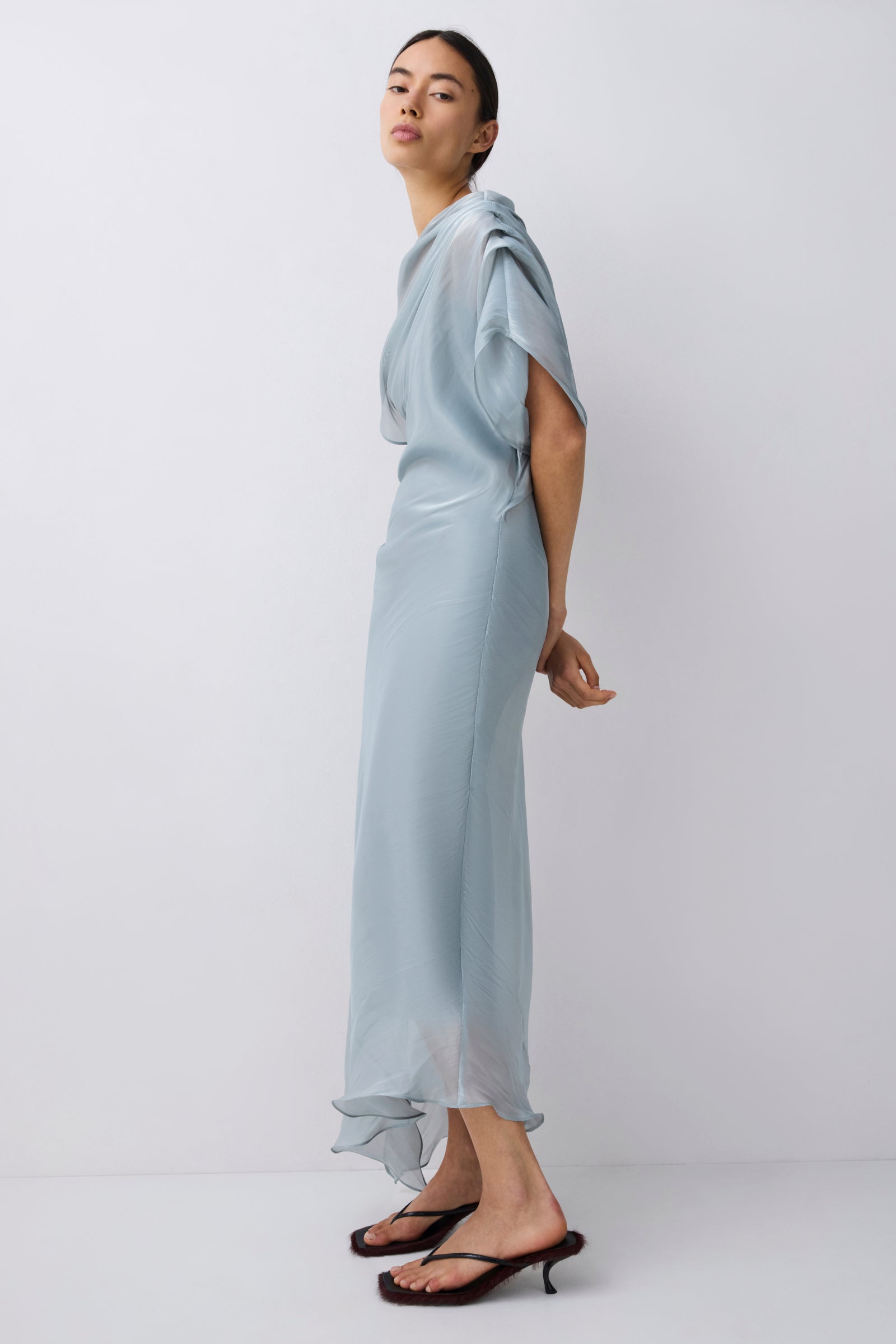 BLUE LIQUID ORGANZA DECODE DRESS