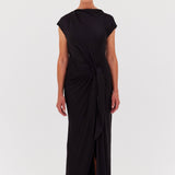 BLACK SATIN CREPE EVA DRESS