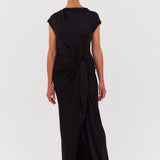 BLACK SATIN CREPE EVA DRESS