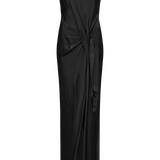 BLACK SATIN CREPE EVA DRESS