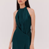 PETROL SILK ISABELLA DRESS