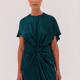 PETROL SILK ILLUSIONIST DRESS