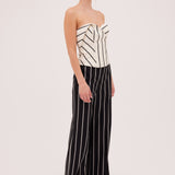 ECRU STRIPE TWILL REFLECTED BUSTIER