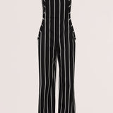 BLACK STRIPE TWILL LEWITT JUMPSUIT