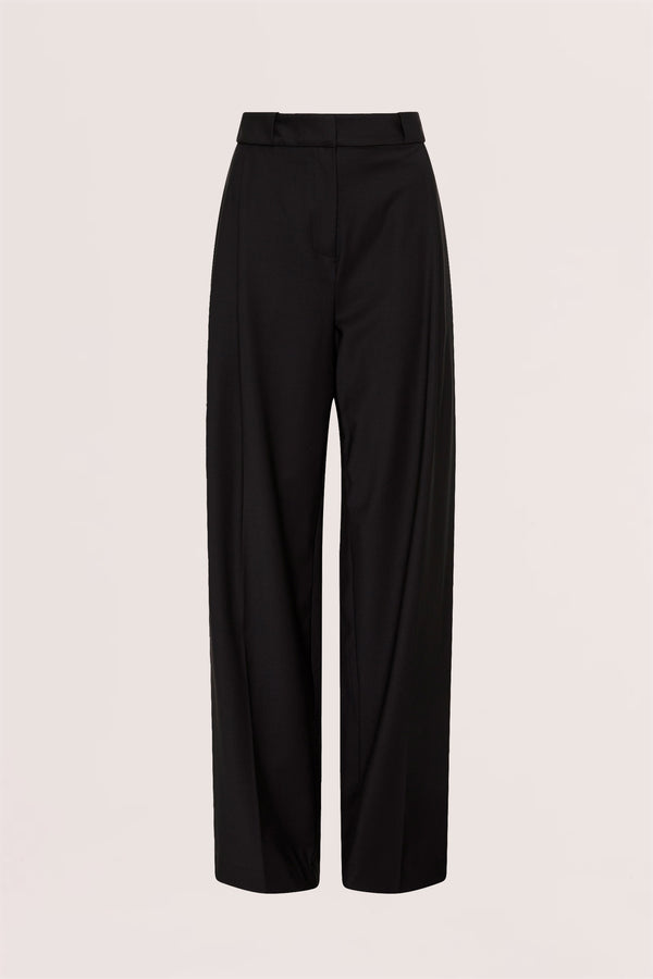 BLACK WOOL SUITING KENT PANT