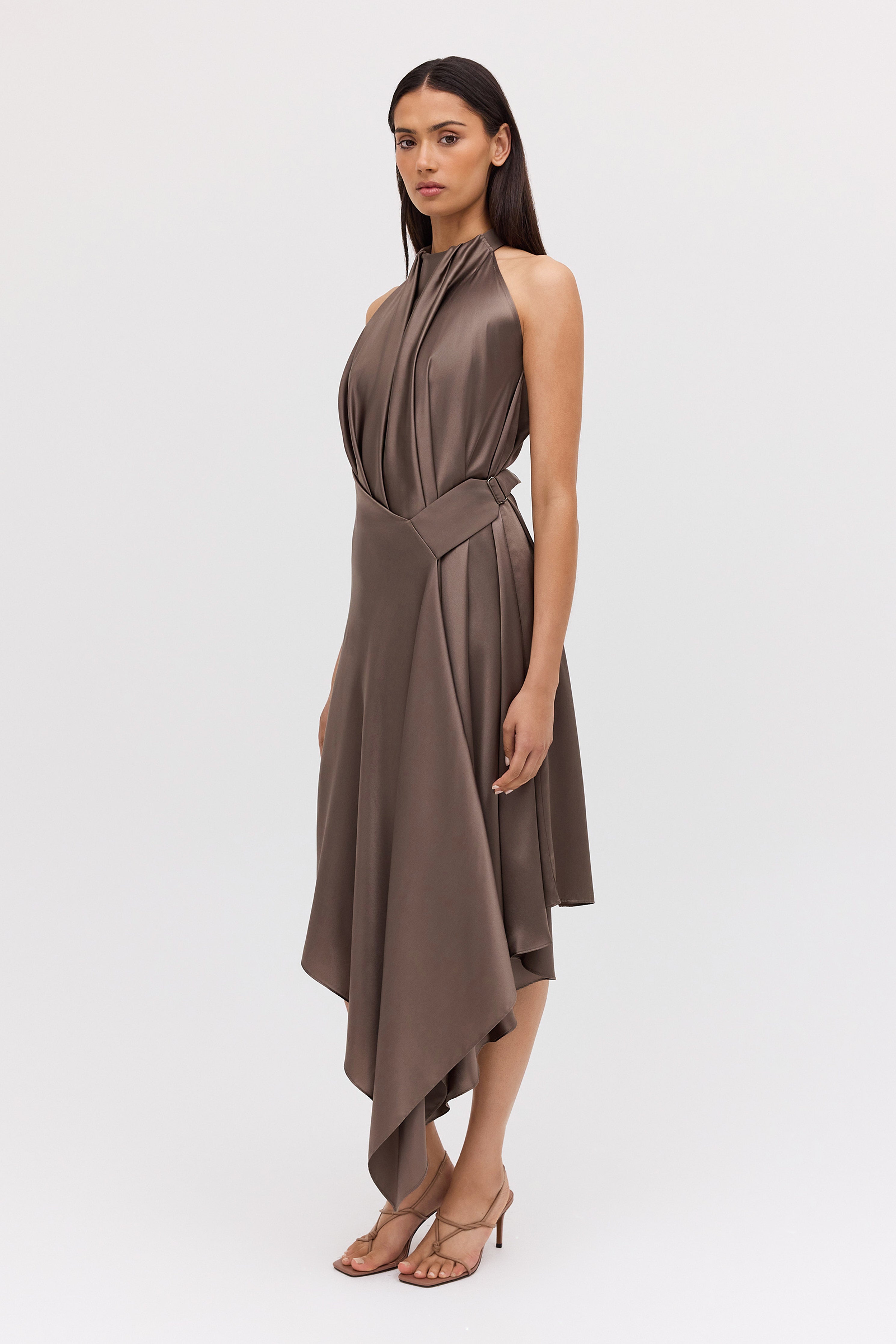 BRONZE SILK ISABELLA DRESS