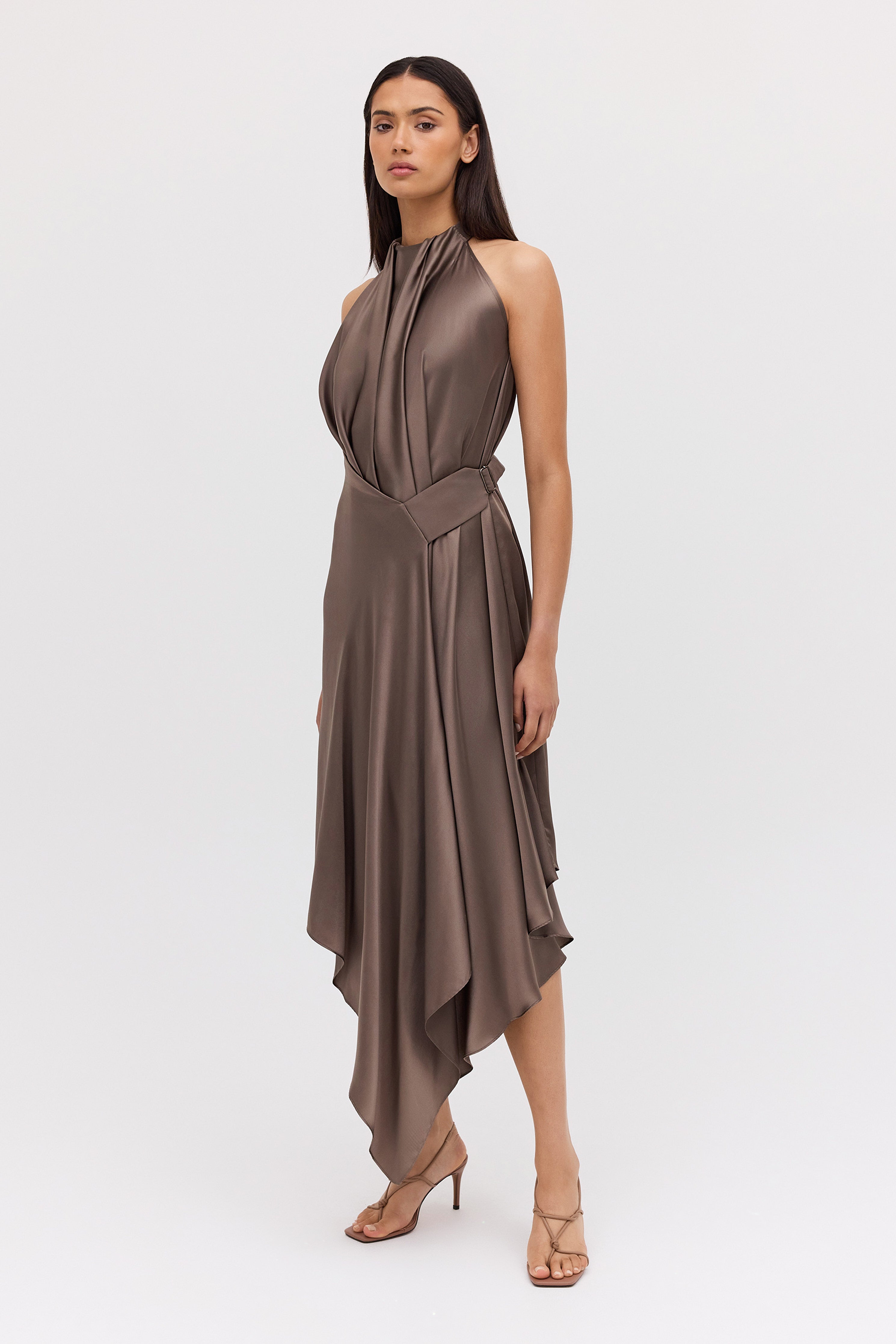 BRONZE SILK ISABELLA DRESS