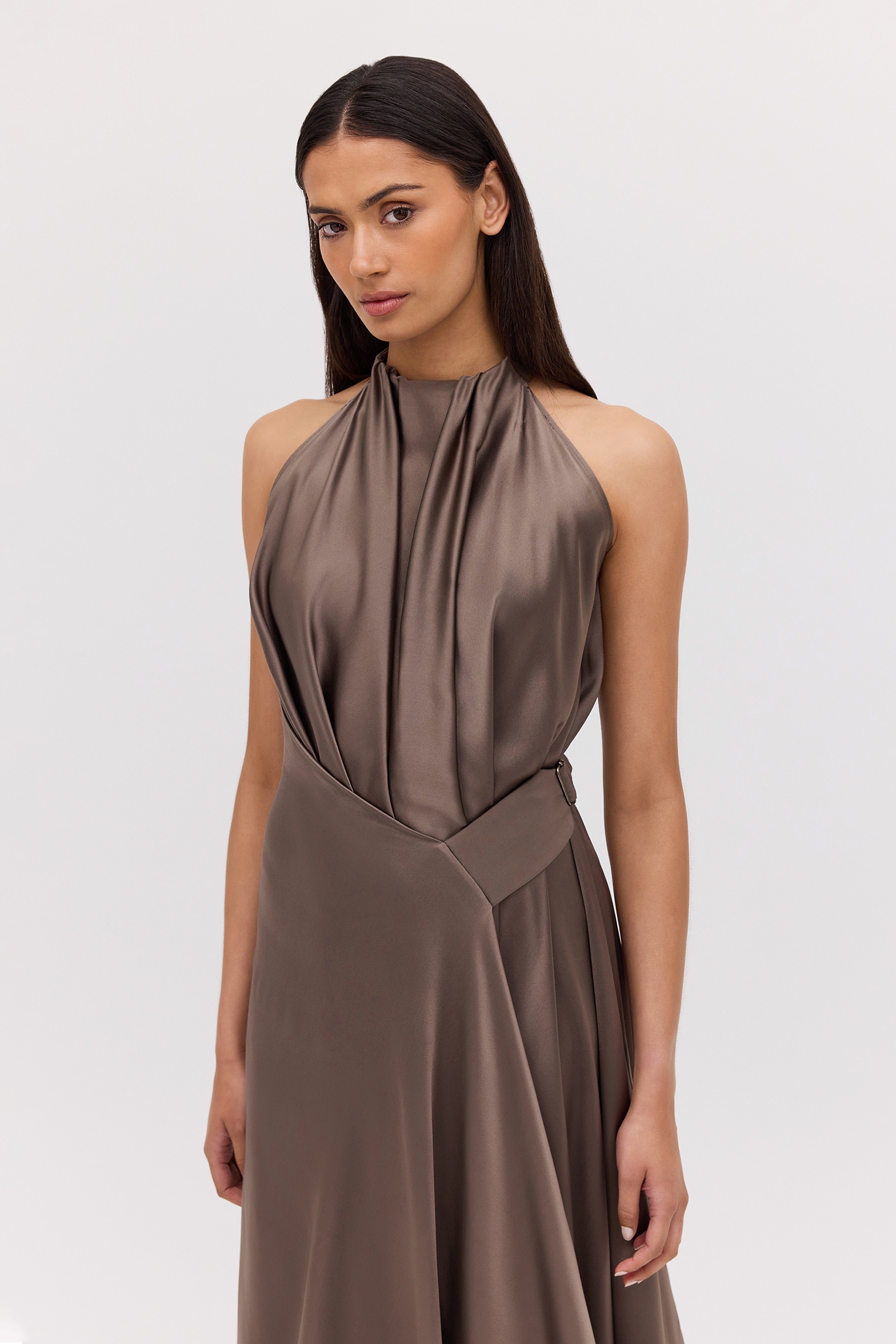 BRONZE SILK ISABELLA DRESS