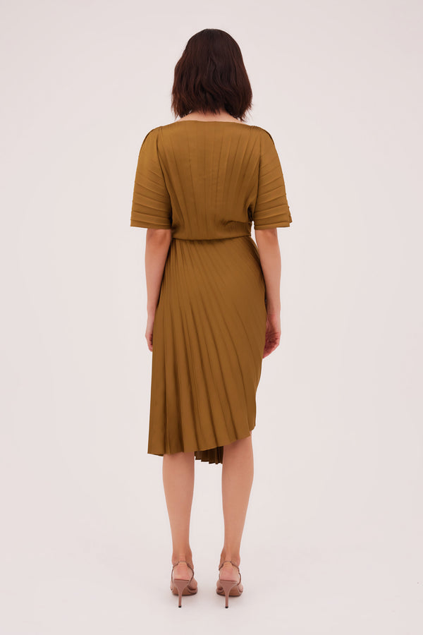 GOLD SATIN BATWING DRESS
