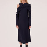 NAVY SATIN REGAS DRESS