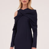 NAVY SATIN REGAS DRESS