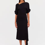 BLACK SATIN CREPE PALOMA DRESS