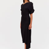 BLACK SATIN CREPE PALOMA DRESS