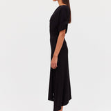 BLACK SATIN CREPE PALOMA DRESS