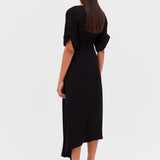 BLACK SATIN CREPE PALOMA DRESS