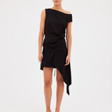 BLACK SATIN CREPE VICE TOP