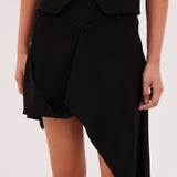 BLACK SATIN CREPE SPIRITED MINI SKIRT