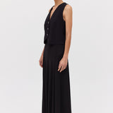BLACK SATIN CREPE EVOKE WAISTCOAT