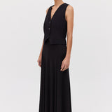 BLACK SATIN CREPE EVOKE WAISTCOAT