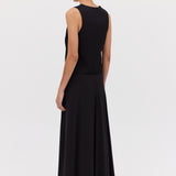 BLACK SATIN CREPE EVOKE WAISTCOAT