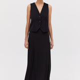 BLACK SATIN CREPE EVOKE WAISTCOAT