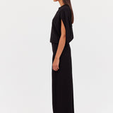 BLACK SATIN CREPE FREEDOM GOWN