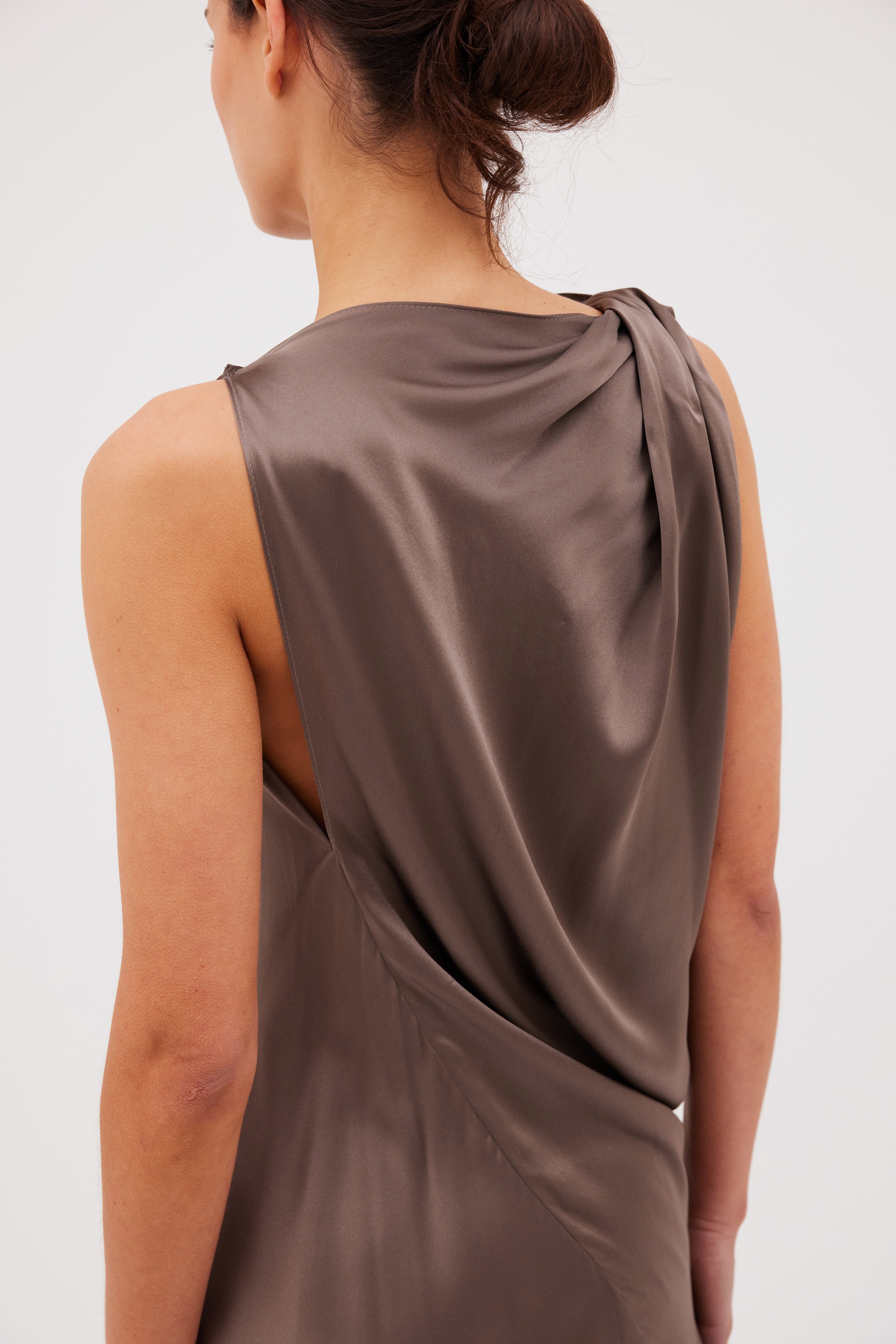 BRONZE SILK ROMA GOWN