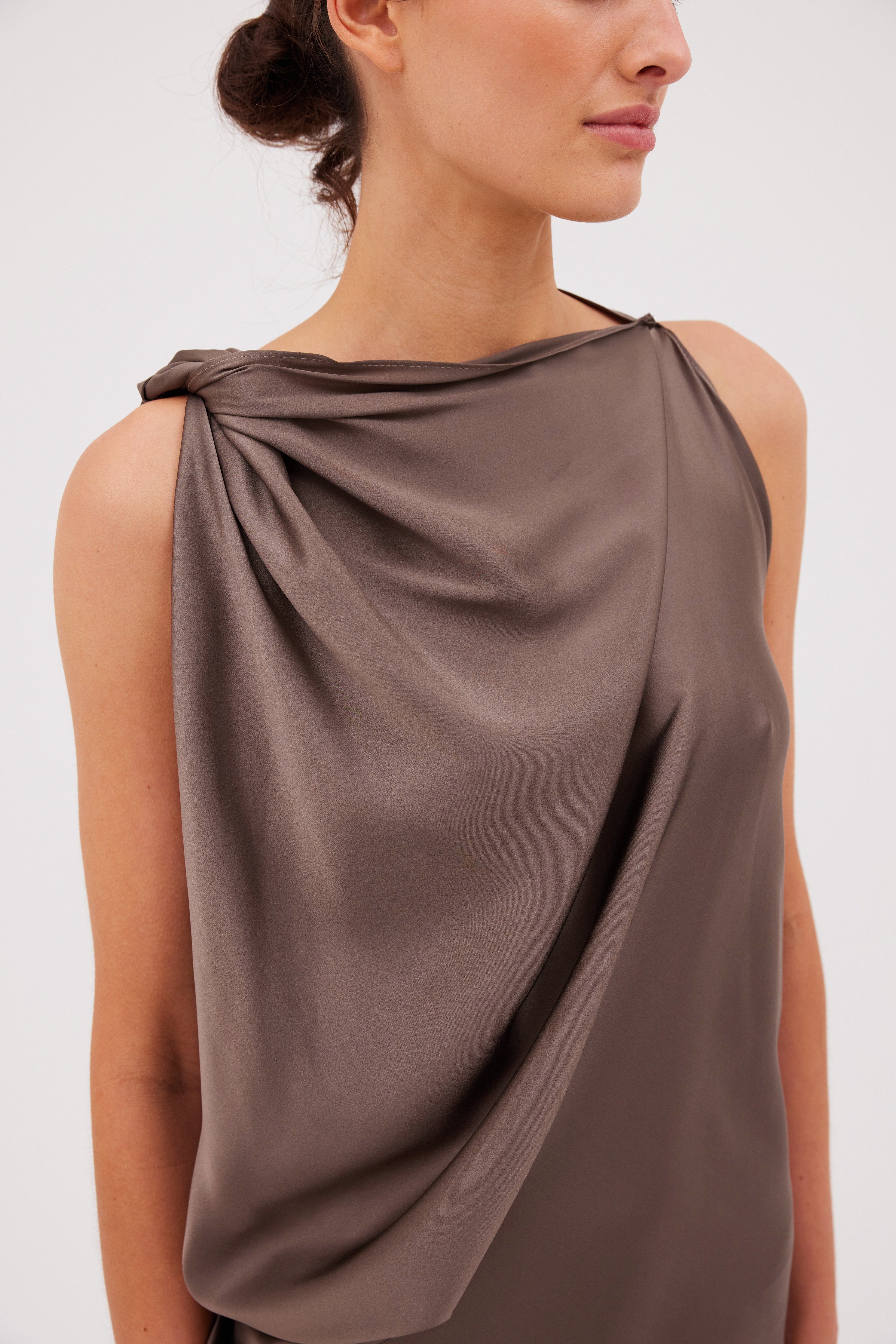 BRONZE SILK ROMA GOWN