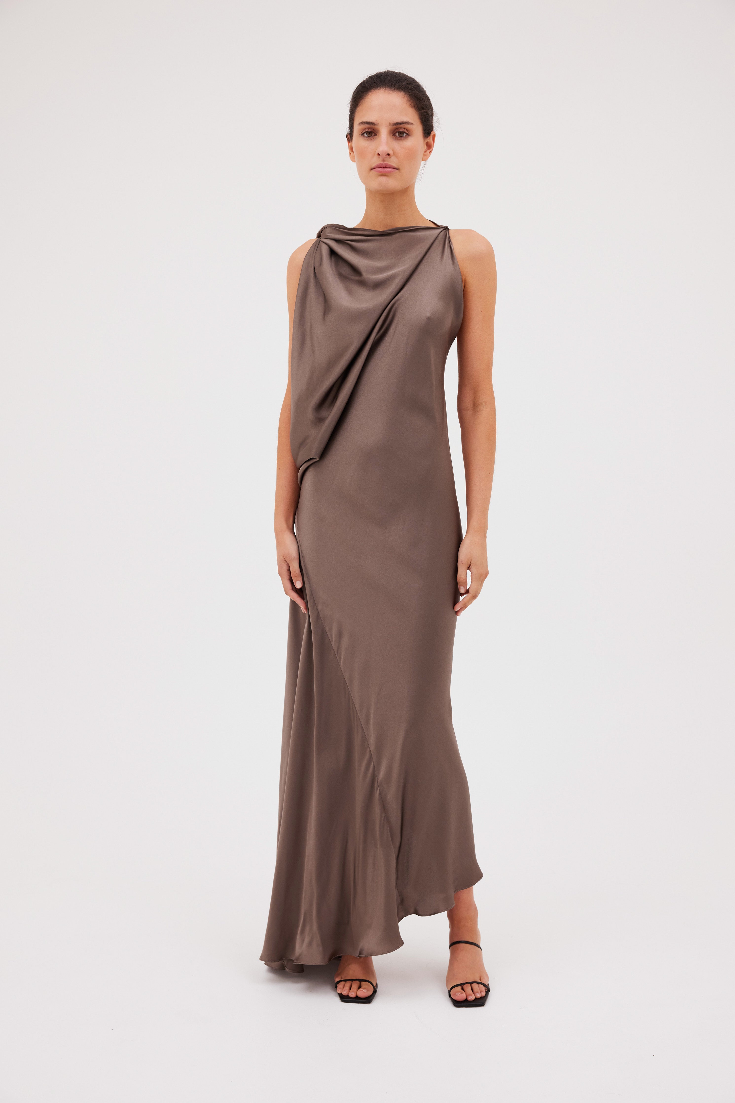 BRONZE SILK ROMA GOWN