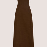 CHOCOLATE LINEN SUITING RUNWAY DRESS