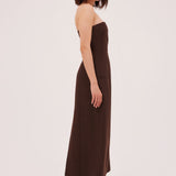 CHOCOLATE LINEN SUITING RUNWAY DRESS