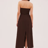 CHOCOLATE LINEN SUITING RUNWAY DRESS