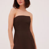 CHOCOLATE LINEN SUITING RUNWAY DRESS