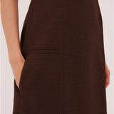 CHOCOLATE LINEN SUITING RUNWAY DRESS