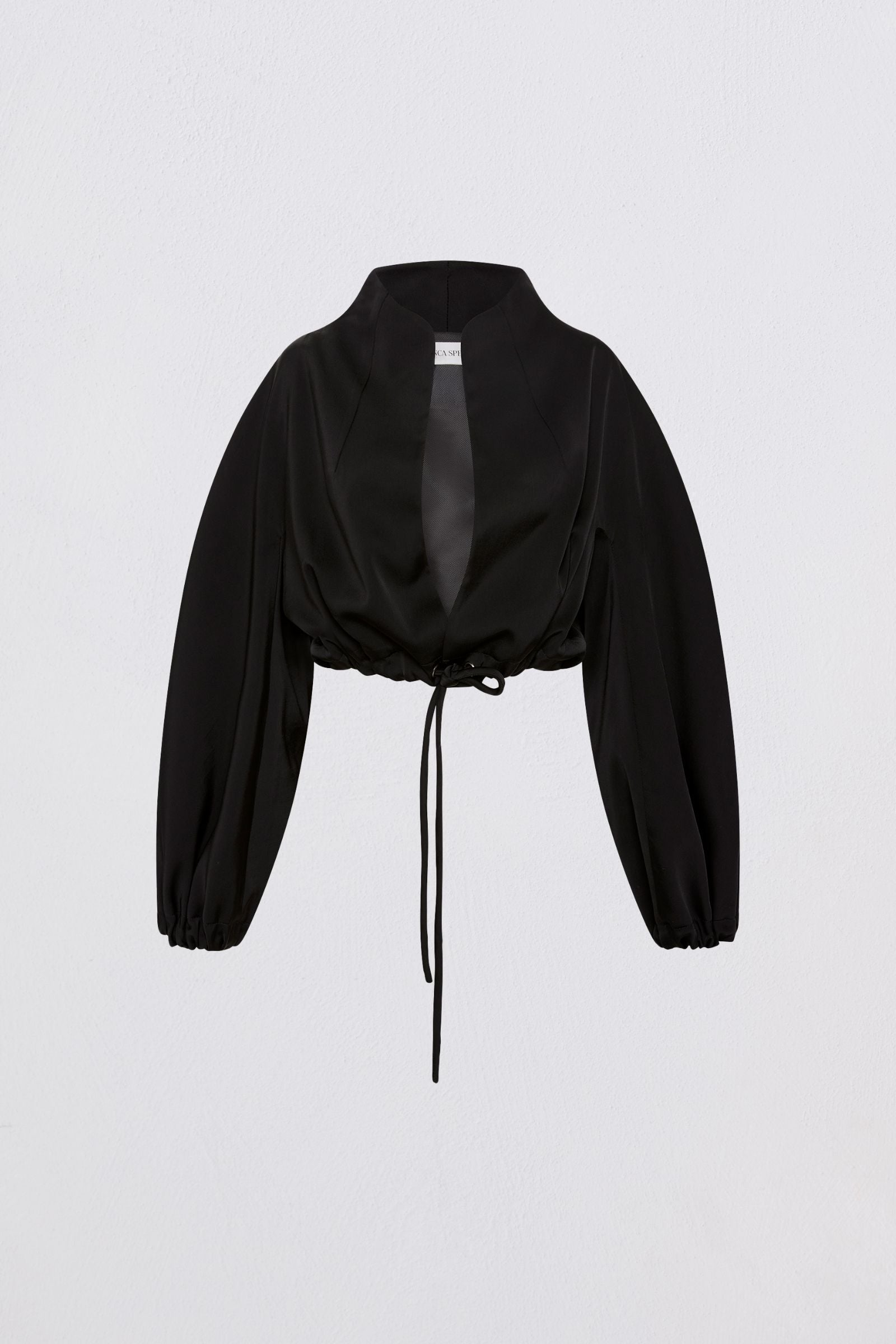BLACK SATIN SUITING CAMPBELL BOMBER