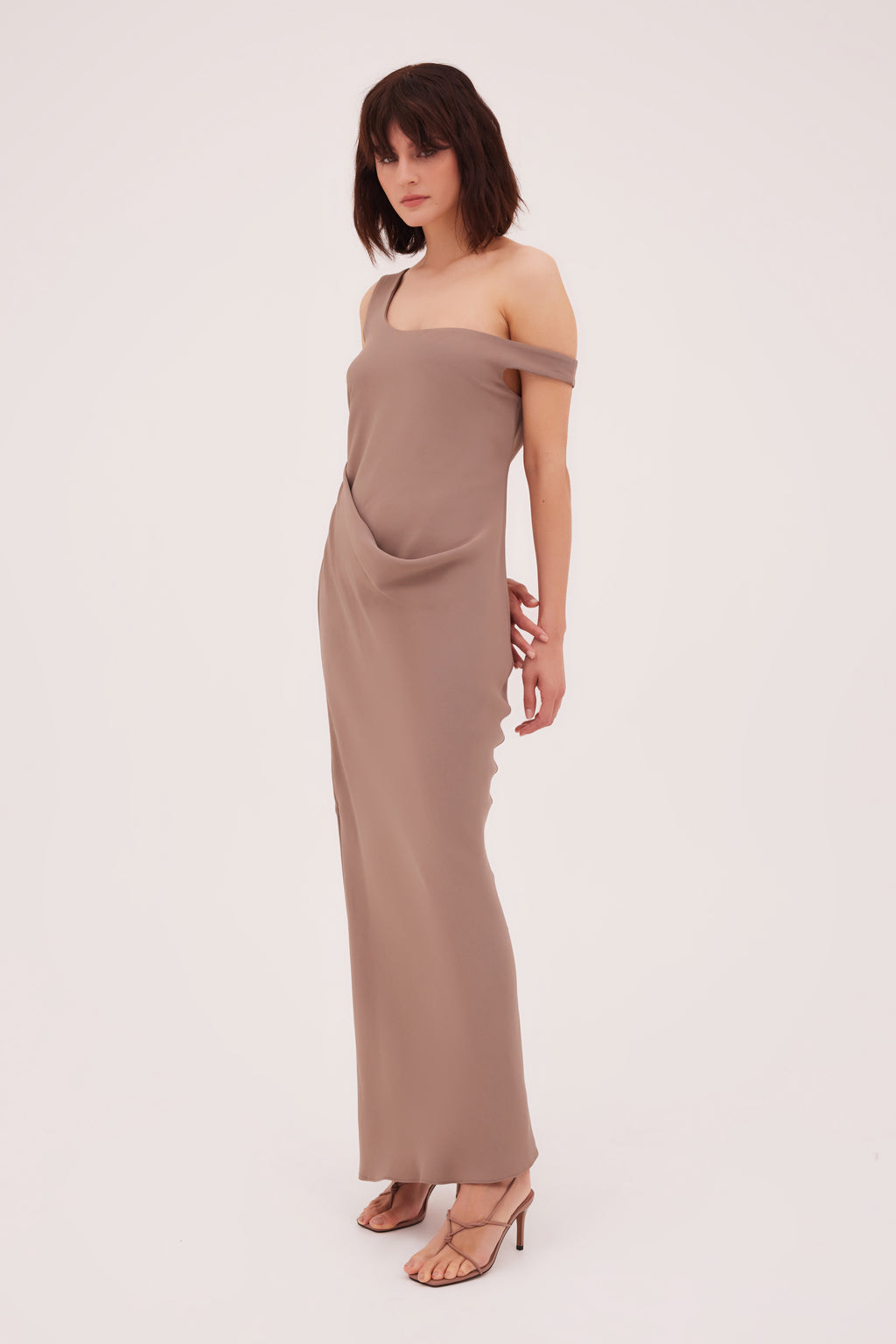 TAUPE SUITING LEONORA DRESS