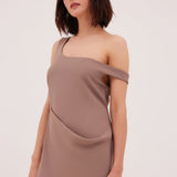 TAUPE SUITING LEONORA DRESS