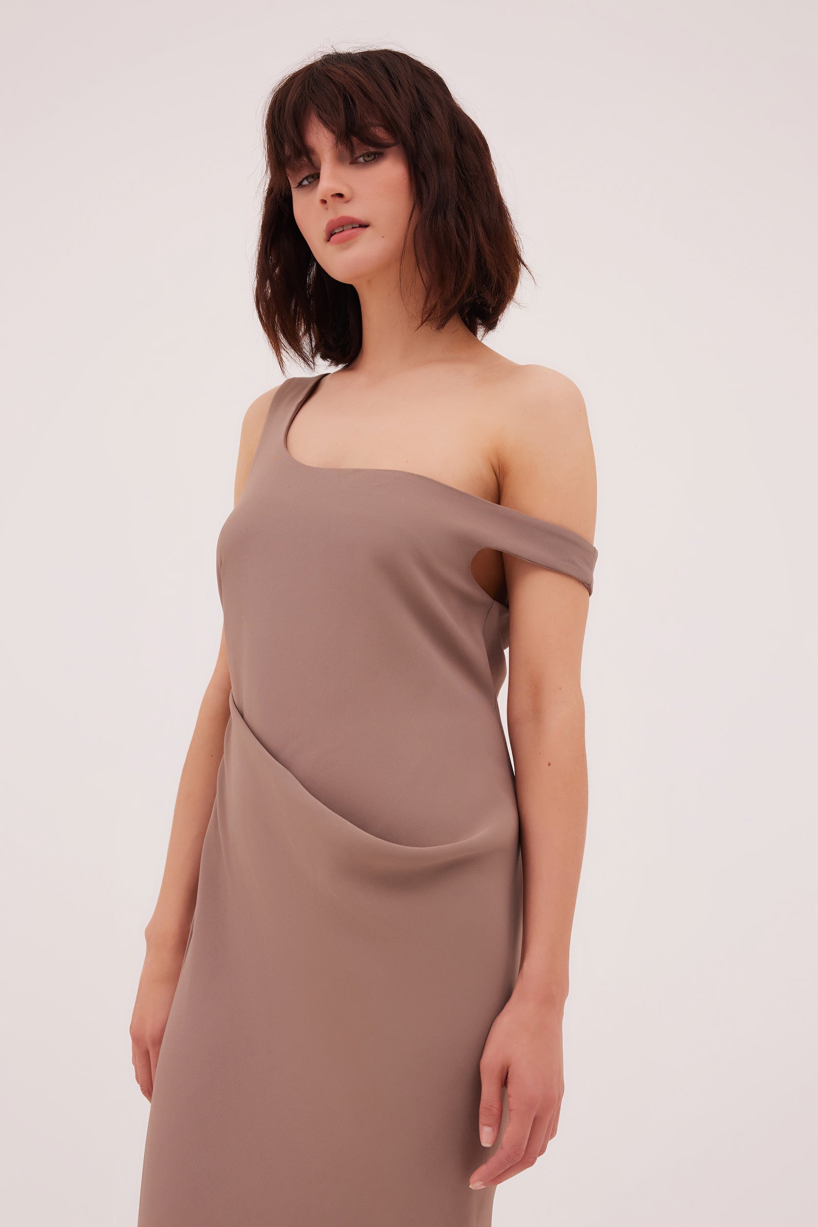 TAUPE SUITING LEONORA DRESS