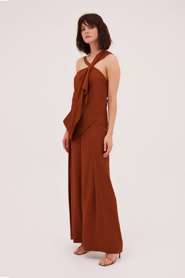 CINNAMON CREPE CONVERGING TOP