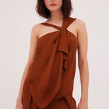 CINNAMON CREPE CONVERGING TOP