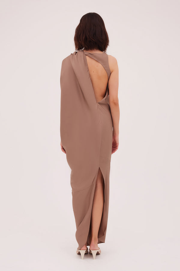 TAUPE SILK DIVISION GOWN
