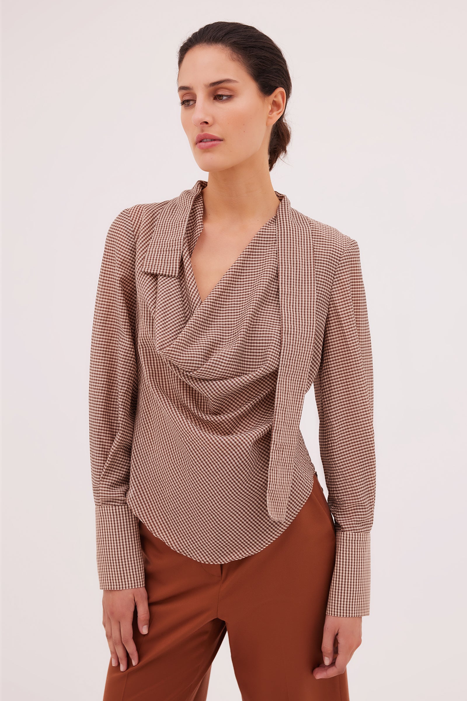 CHOCOLATE GINGHAM EMILIE SHIRT