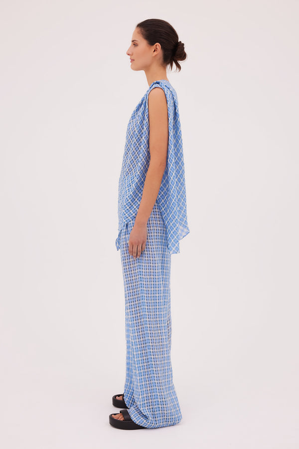 CORNFLOWER CHECK ANTONIA TOP